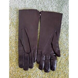 NWT Gimbels  Made In Italy Women’s Brown Leather Rabbit Fur Gloves Size 7 Small